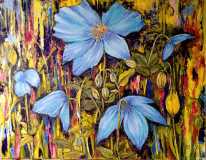 Blauwe-papaver-olieverf-op-doek-90x-70-cm