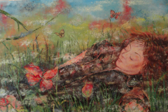 Dromend van de zomer, olieverf 75x115 cm op doek