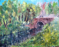 Inspiratie-op-de-Raam-met-bomen-en-Brugpoort-olieverf