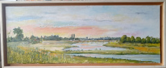 Namiddag-omgeving-Overlangel-Keent-kijkend-richting-Ravenstein-Olieverf-in-baklijst-85x35-cm