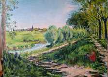 Olieverf-Gennep-zicht-op-de-Niers