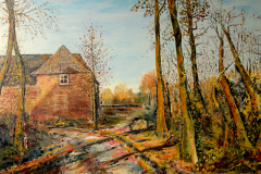 blik op zijkant kasteel Tongelaar op zonnige herfstdag