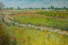 landschap omgeving Keent Overlangel  80x 120 cm  olieverf  op doek.