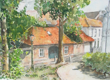 Brouwerijstraatje Ravenstein - aquarel