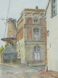 Molen te Ravenstein Centrum - aquarel.